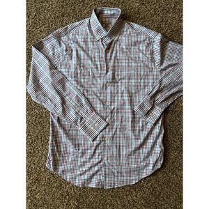 Peter Miller Mens Golf  Shirt Casual Long Sleeve Button‎ Up Plaid Large B17